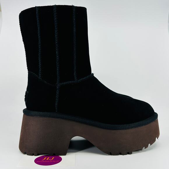 UGG Women's Classic Twin Seam New Heights Black Suede Boots 1158313 Size 7 - Picture 1 of 11